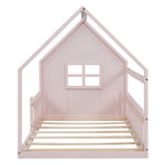 Children's Bed 90x200cm Flat Bed House Rail - Pink