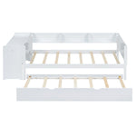 Flat Bed 90x200cm Pull-Out Bed with Desk & 3 Shelves - White