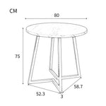 Round Dining Table, Modern Marble Pattern, Unique Metal Frame, White/Black