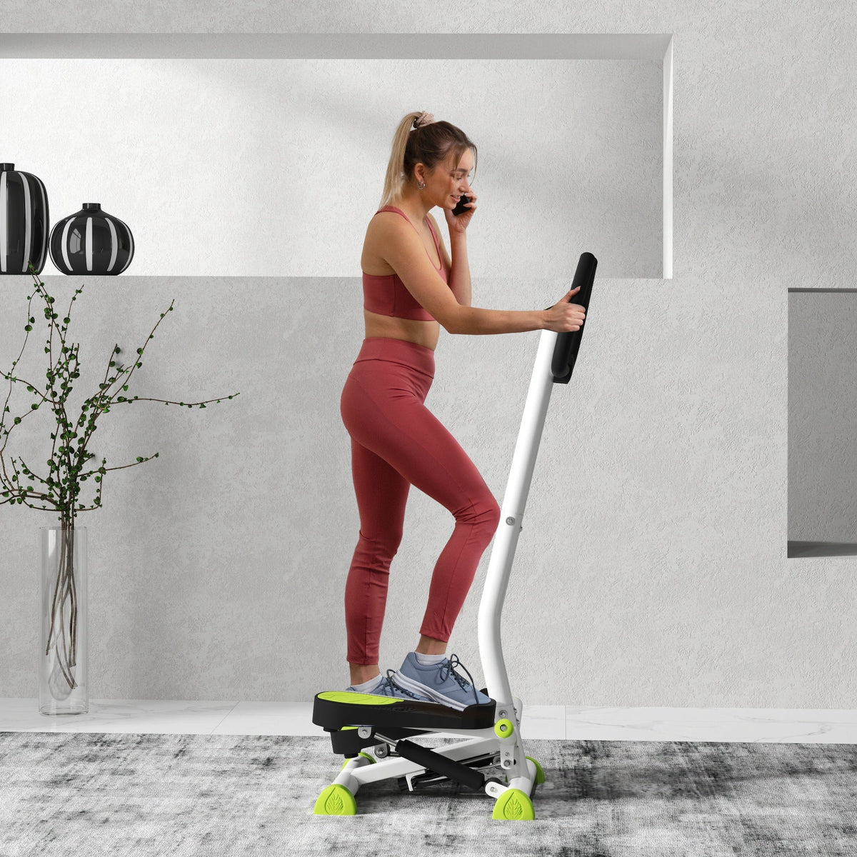 Stepper Fitness Swing Stepper with LCD Screen, Handlebar, Steel ABS, Green