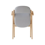 Set of 2 Folding Dining Chairs, Solid Wood and Breathable Linen, Grey