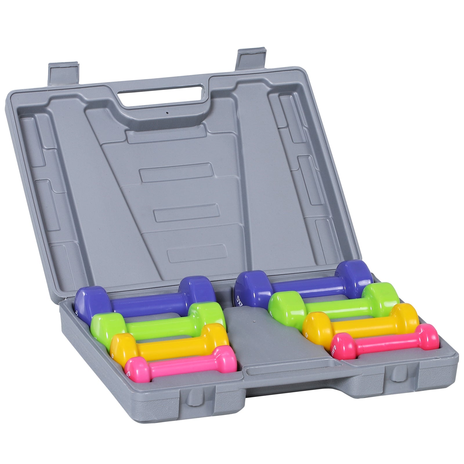 Dumbbell set, 4 pairs 0.5-2 kg, portable for home and gym, iron plastic