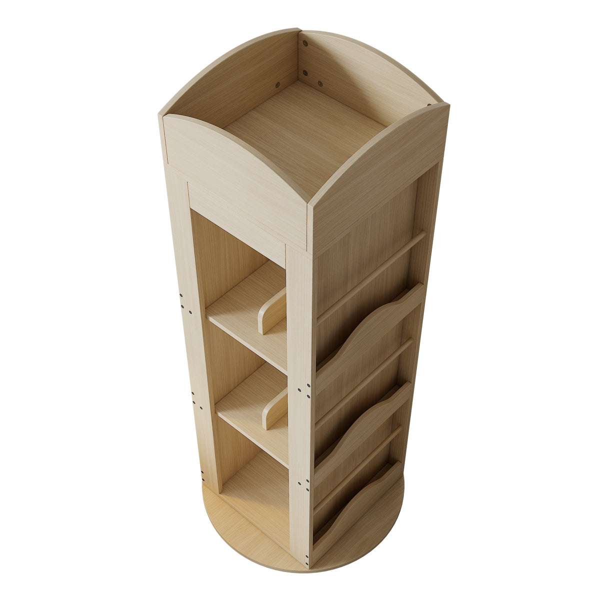Rotating Bookshelf with 360-Degree Rotation and 4 Shelves, Wood