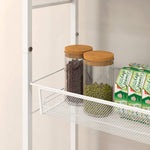 Kitchen Trolley Serving Cart, 3 Levels, Worktop, Hooks, Steel, White