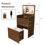3-in-1 Dressing Table Set with 3 Drawers & Mirror, Clear Glass