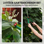 Garden Shears Set 2-piece, 40cm Pruning Shears and 51cm Hedge Shears, Metal Blades