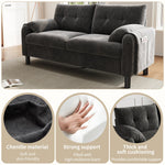 Modern 2-Seater Sofa, Thick Cushions, Scandinavian Design, Chenille Gray