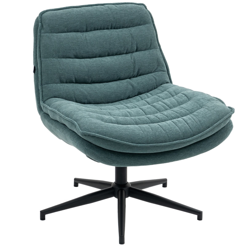 Office Chair, Height Adjustable, Wide Seat, Linen, Dark Green