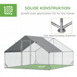 XXL Chicken Coop Run Shaded Roof Lock for 8-12 Poultry, Steel 3x4x2m