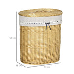 Laundry Basket 100L, with Lid, Wicker, Natural