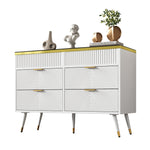 Sideboard, 6-Drawer Amber Glass, White