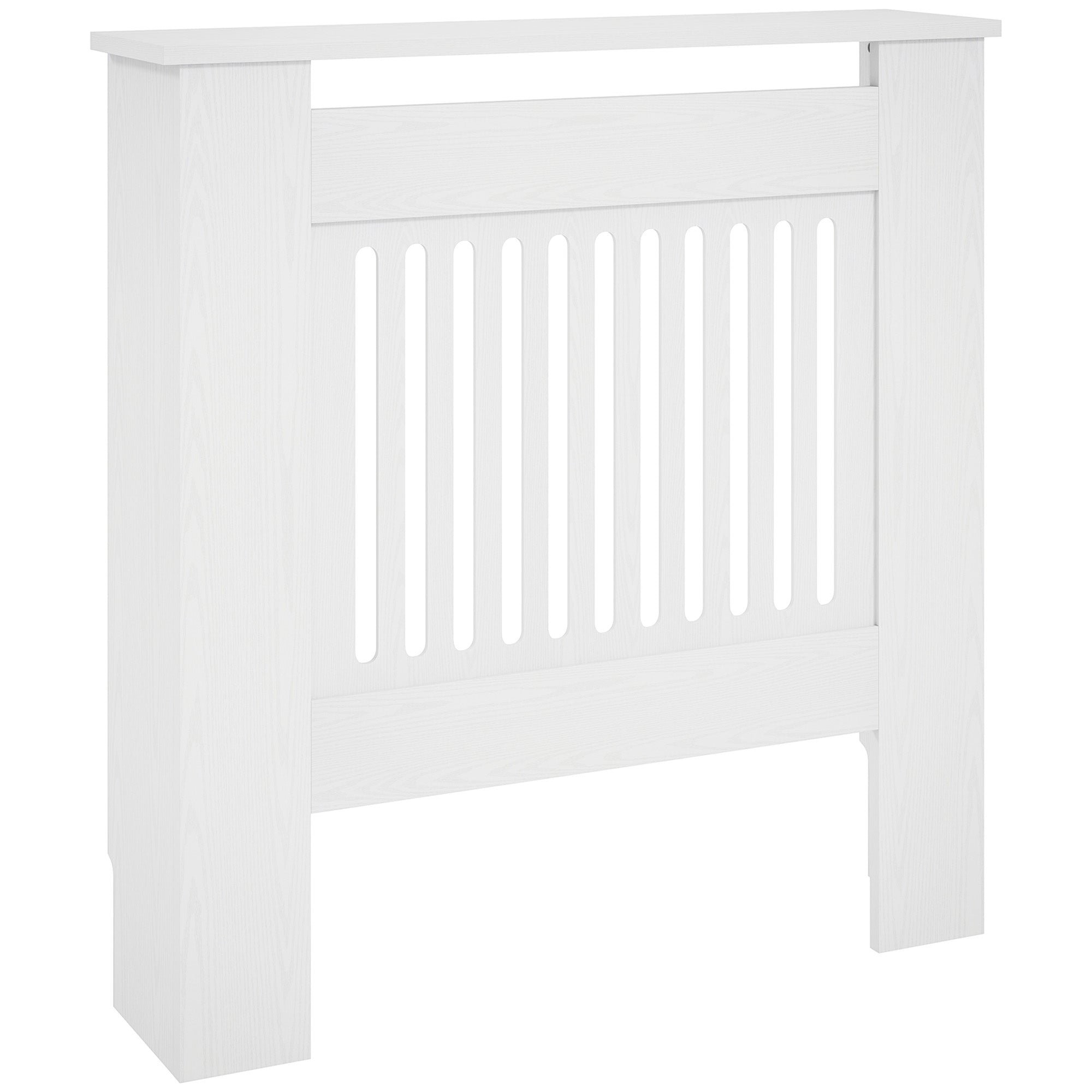 Radiator cover with horizontal slats for living room and bedroom, white
