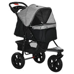 Dog Buggy, Foldable Pneumatic Tires, up to 25 kg, Red/Grey