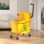Cleaning Cart - 36 Liter, Mop & Handle - Yellow
