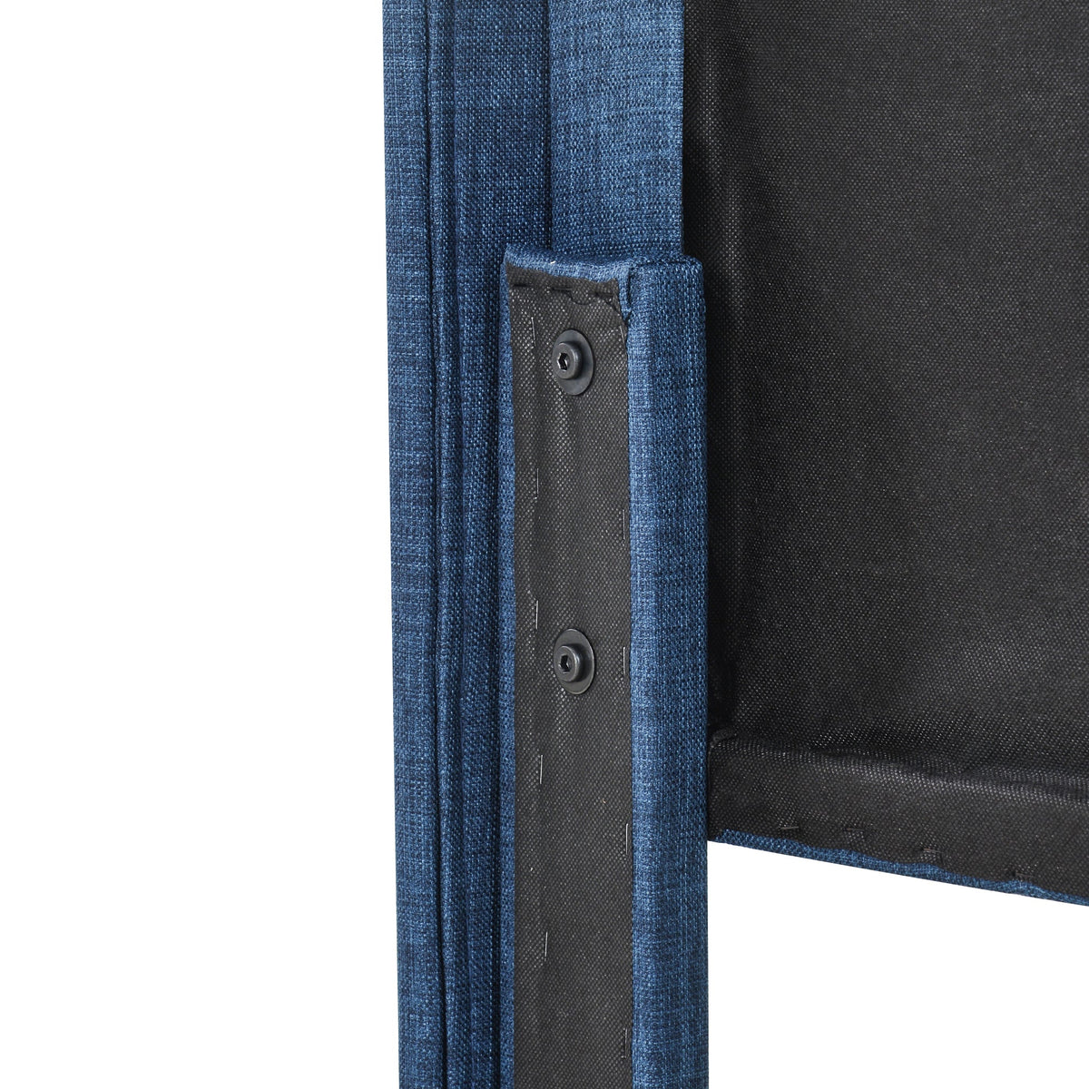 Modern design upholstered bed, single with slatted frame 90x200cm, blue linen