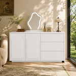 Dressing Table with LED Mirror & Extendable Tabletop, White