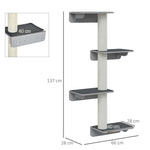 Wall-Mounted Cat Scratching Post with Climbing Wall, Wood in Light Grey Beige