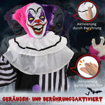 Scary Clown Halloween Decoration, Movable, Laughing, Pink+Purple