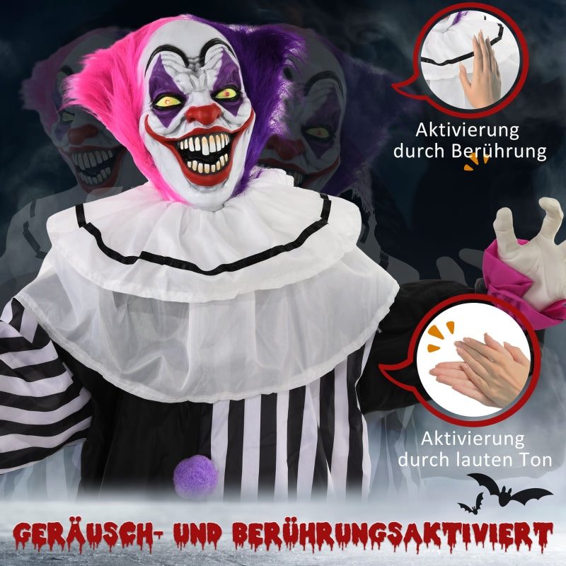 Scary Clown Halloween Decoration, Movable, Laughing, Pink+Purple
