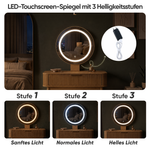 Dressing Table with LED Mirror & Drawers, 80x40x133 cm, Oak