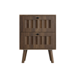Modern Bedside Table with Two Drawers and Solid Wood Legs, 43.5 x 40 x 57.5 cm, Walnut