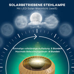 Rattan Solar Lamp Path Light, Warm White, Waterproof LED Garden Light, Steel