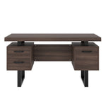 Simple Office Desk with Silent Drawer and File Drawer, 135 x 54 cm, Brown