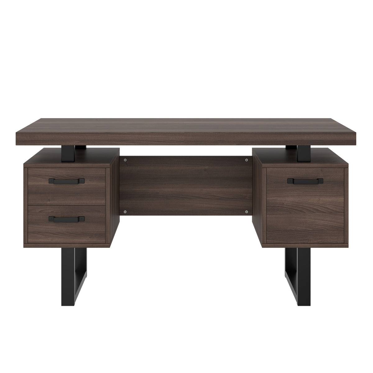 Simple Office Desk with Silent Drawer and File Drawer, 135 x 54 cm, Brown