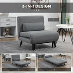 Sleeper Chair Folding Bed Adjustable Backrest, Dark Grey