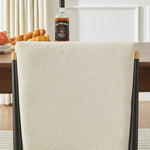 Set of 2 Dining Chairs Scandinavian Style Black/Gold Legs - Cream Fabric