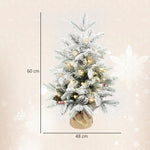 Mini Christmas Tree 60cm with 35 LED Lights & Snow, White