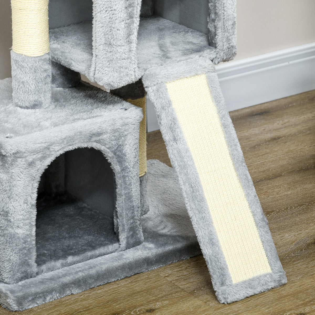Cat Tree, Sisal Posts, Scratching Board, Light Grey