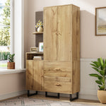 Compact Wardrobe, Hallway Upholstered Panels Shoe Cupboard, 110x186x38 cm