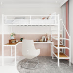 Loft Bed, L-Shaped Desk, Storage & Stairs, Sturdy Frame