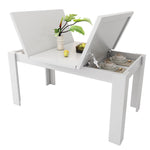 Dining Table 120x70cm Rectangular Storage Space-Saving - White