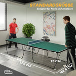 Table Tennis Table, Foldable with Wheels & Set, Steel Green