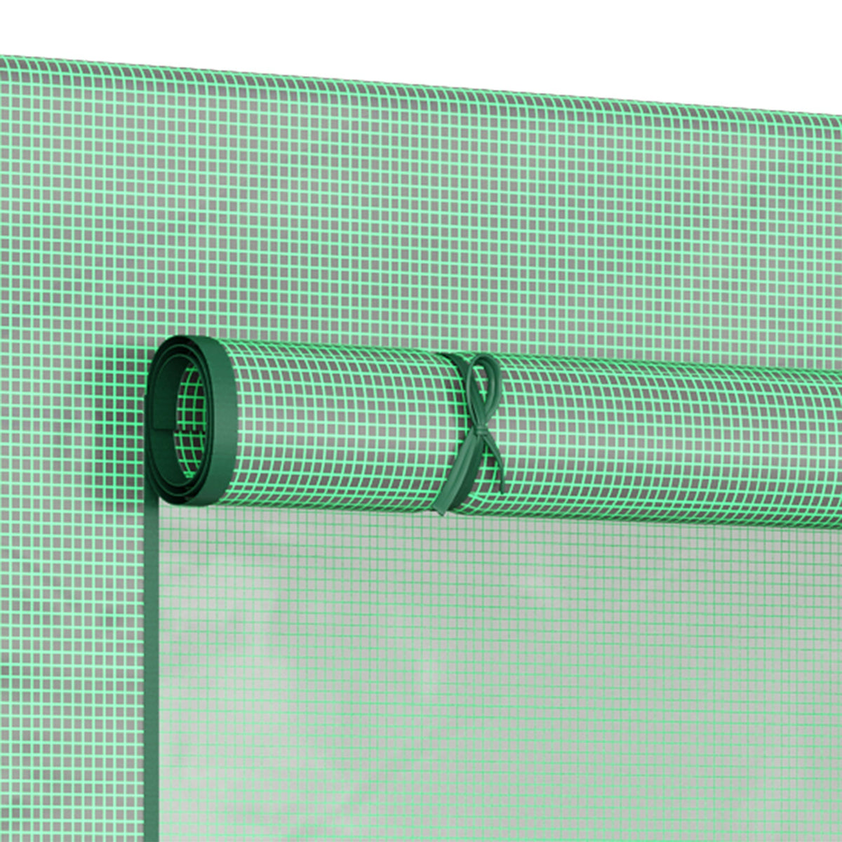 Outsunny Greenhouse with Roll-Up Door and Side Window, 200 x 76 x 168 cm, Green PE Mesh Film