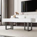 Coffee Table and TV Cabinet Set Modern Minimalist Storage Furniture - Black and White Stripe