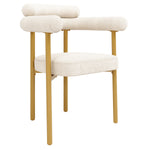 2 Dining Chairs Modern Ring Seats Gold Legs - Beige Suede