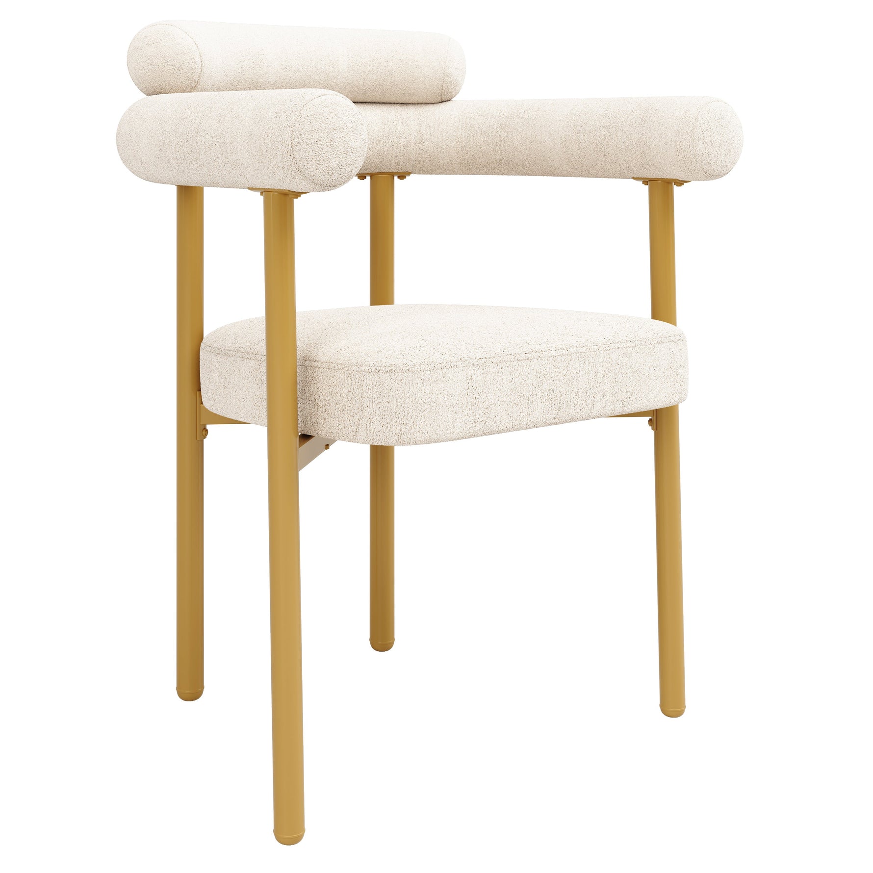 2 Dining Chairs Modern Ring Seats Gold Legs - Beige Suede