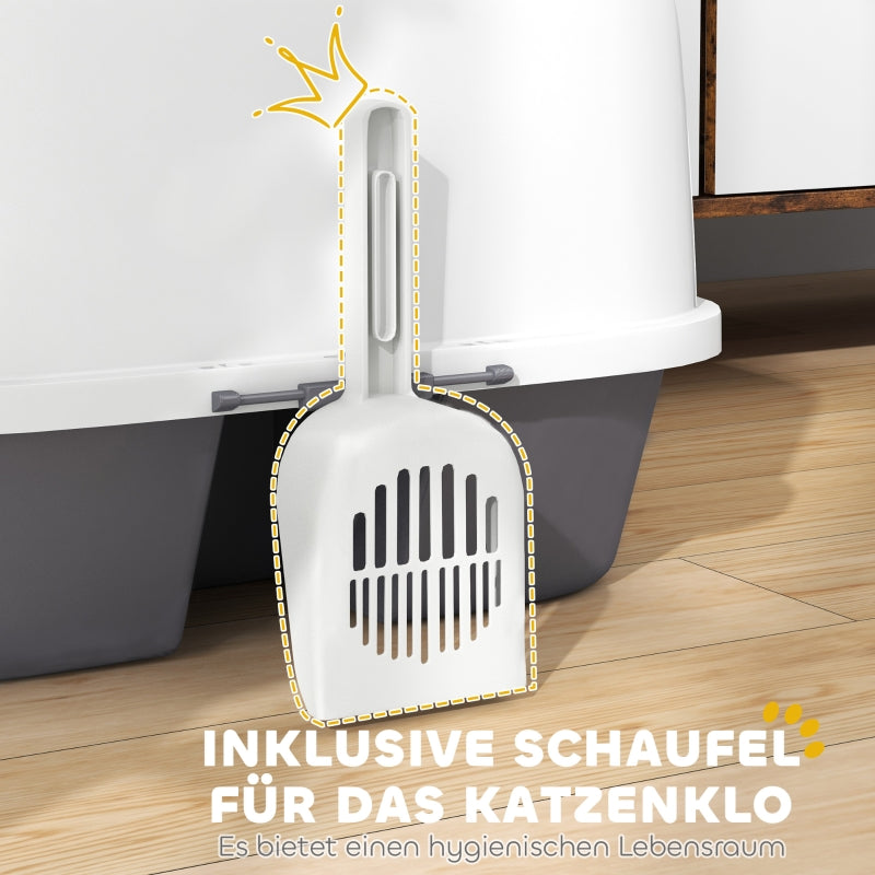 Cat Litter Box, Easy Clean Lockable, White
