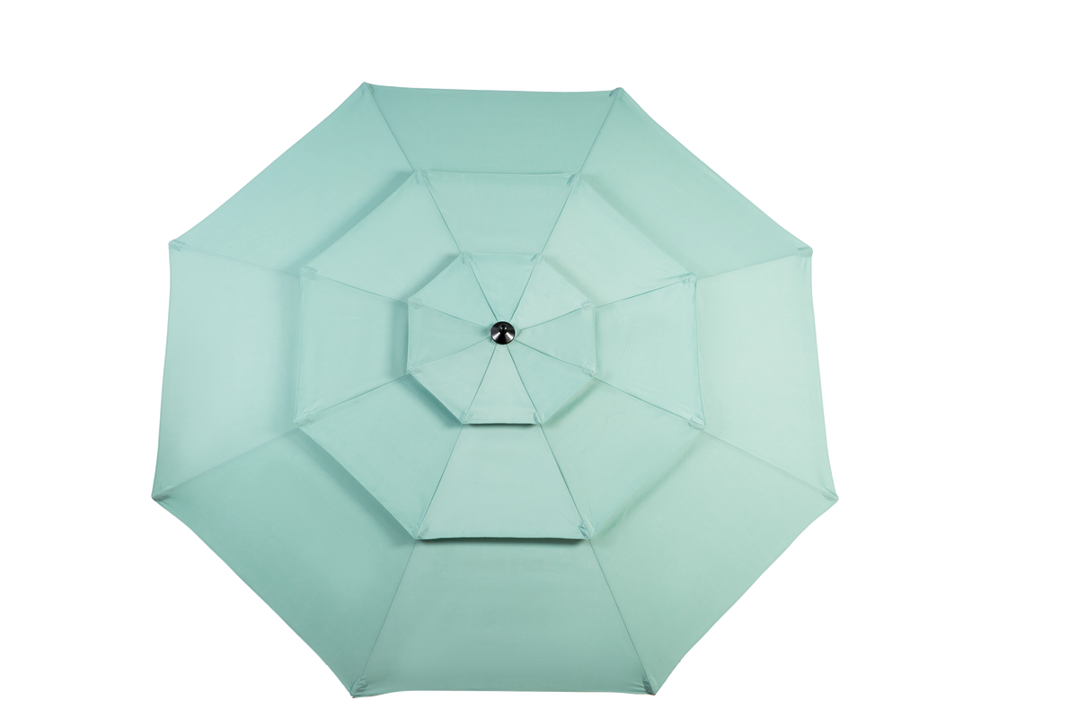 Double Sided Outdoor Umbrella, 14.8 Ft Rectangular Large with Crank, Light Green