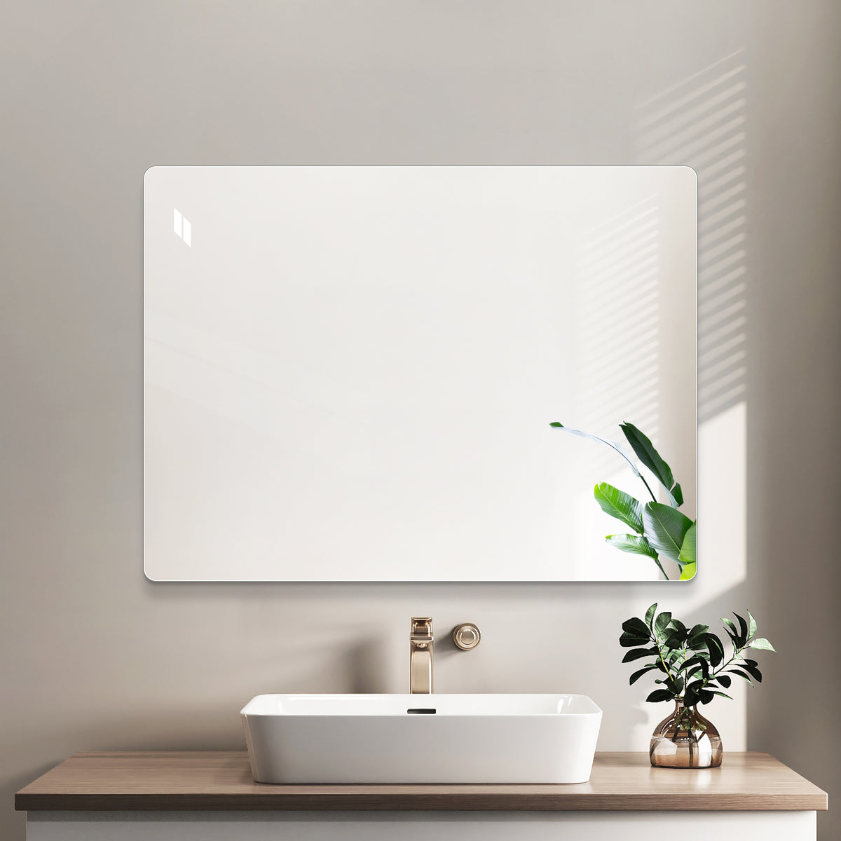 Frameless Wall Mirror, 100x75 cm HD Shatterproof, Copper-Free Glass