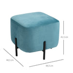 Footstool, Padded Footrest, Polyester & Steel, Turquoise