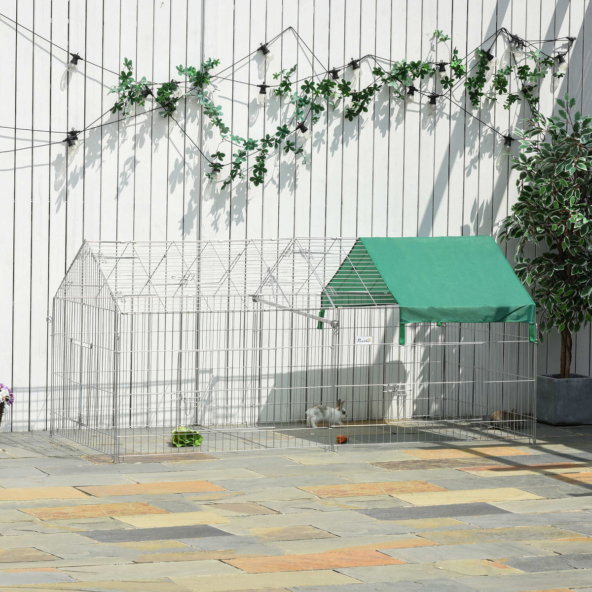Outdoor Enclosure Playpen with Cover for Guinea Pigs, Steel