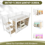 Mid-Height Bed 90x200cm with LED Lighting & Storage, White
