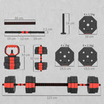 4-in-1 Dumbbell Barbell Set Adjustable 25 kg for Home Strength Training
