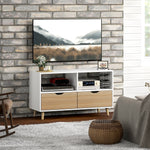 TV Cabinet Lowboard, 2 Shelves, Drawer, White