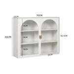 Wall Cabinet 70CM Two-door Three-tier Glass Woven Pattern White