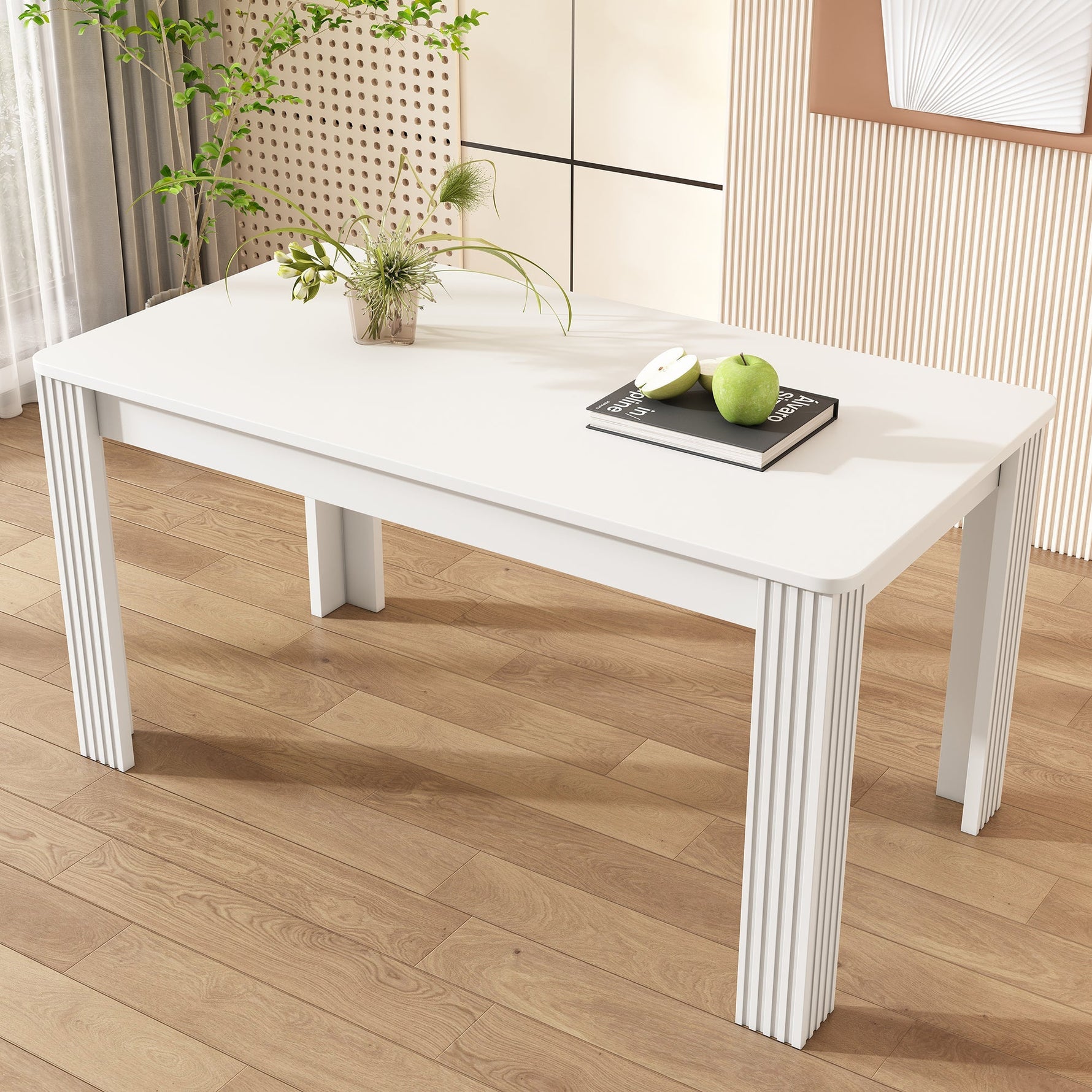 Dining Table Rectangular Modern Simple Oak - White